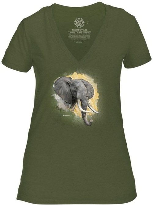 The Mountain 41652301933 Green Modern Safari Elephant V-Necks T-Shirt 