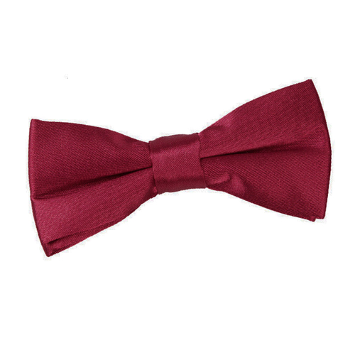 Plain Satin Pre-Tied Bow Tie - Boys - Burgundy