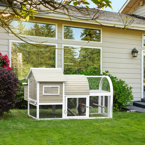 PawHut 66Inches Wooden Chicken Coop Outdoor Hen House Poultry Cage