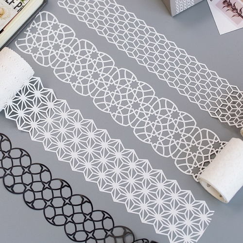 4/5cm*5m Cute White Black Lace HolWashi