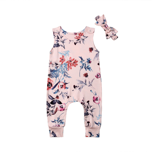 Lovely Newborn Baby Girl Floral Sets Sleeveless