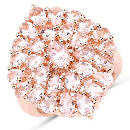 18K Rose Gold Plated 4.55 Carat Genuine Morganite .925 Sterling Silver