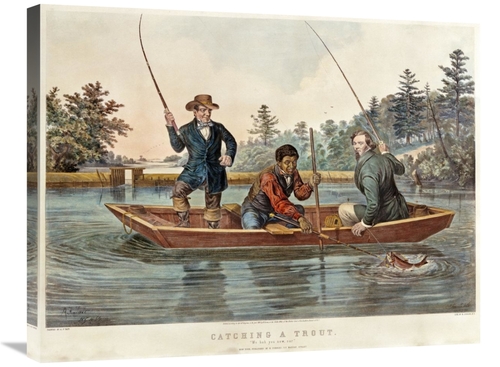 30 in. Catching a Trout - We Hab You Now, Sar Art Print - Arthur F