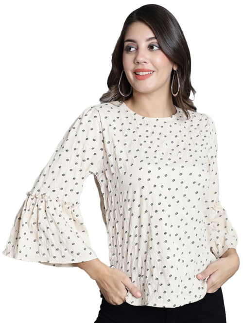 Women's Straight Crew Neck Top(SizeS)(ColorWhite)