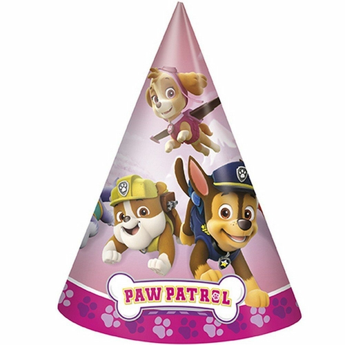 BuySeasons 268029 Pink Paw Patrol Cone Party Hat - 8 Piece