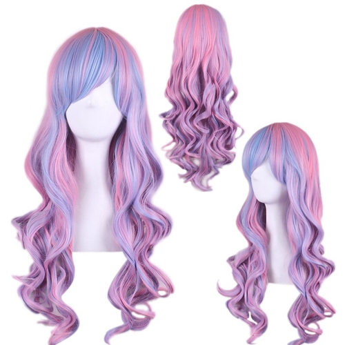 High Quality Mix Blue Pink Highlights On Hair