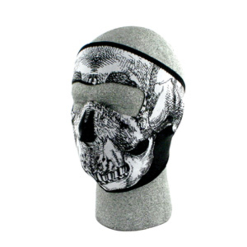 Zan Headgear WNFM002 Neoprene Face Mask  Black and White Skull Face