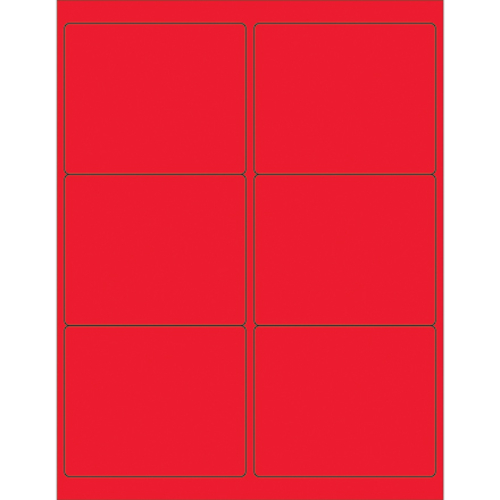 Box Partners LL180RD 4 x 3.33 in. Fluorescent Red Rectangle Laser Labe