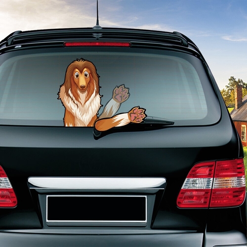 A Collie Waving Wiper Decals PVC Rear Window Wiper