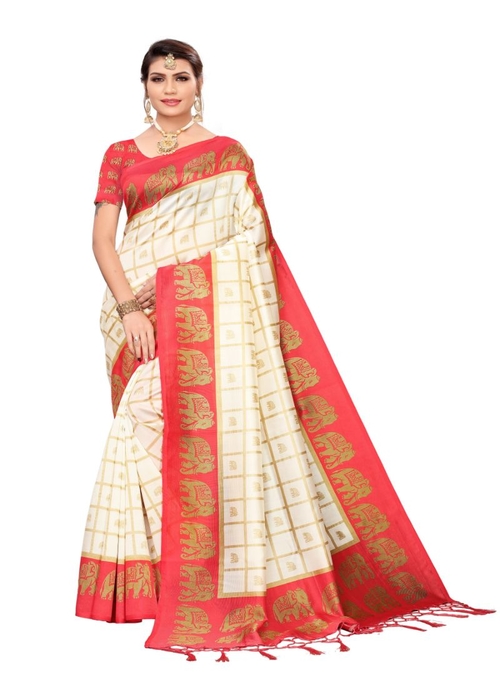 Generic Women's Art Silk Saree (Multi, 5-6 Mtrs)