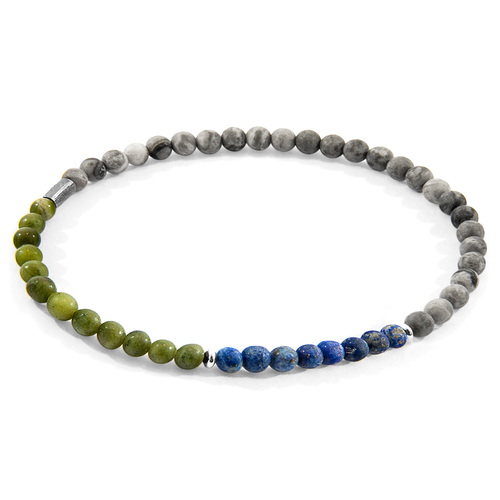 Jasper, Jade and Sodalite Joshua Silver and Stone SKINNY Bracelet