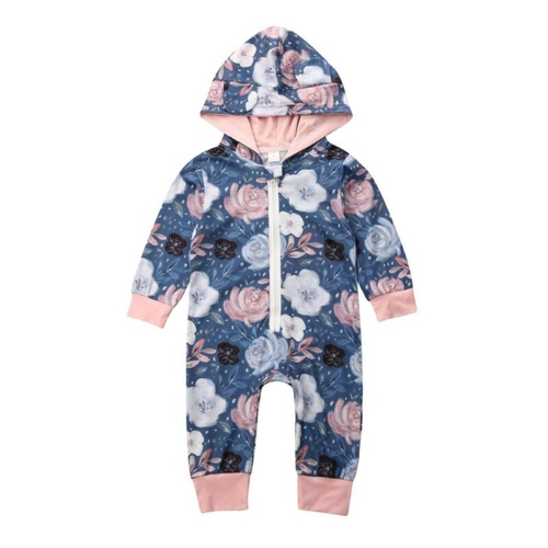 0 24M Newborn Baby Girl Boys Rompers Floral Print