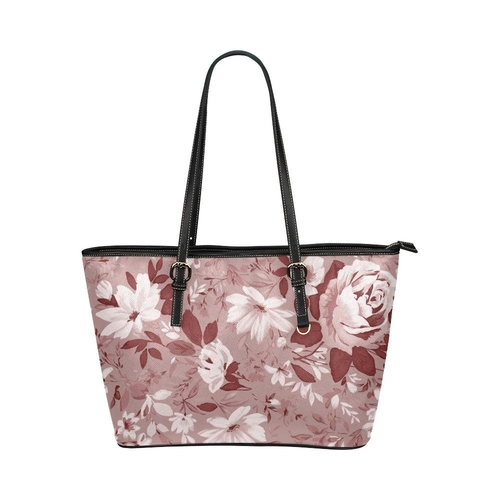 Large Leather Tote Shoulder Bag - Tote Bagsrose Red and Black Floral