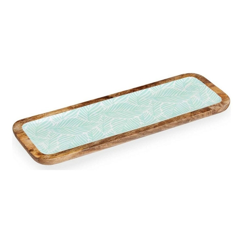 Centerpiece Leaf of a plant 45 x 15 cm White Brown Green Resin Mango
