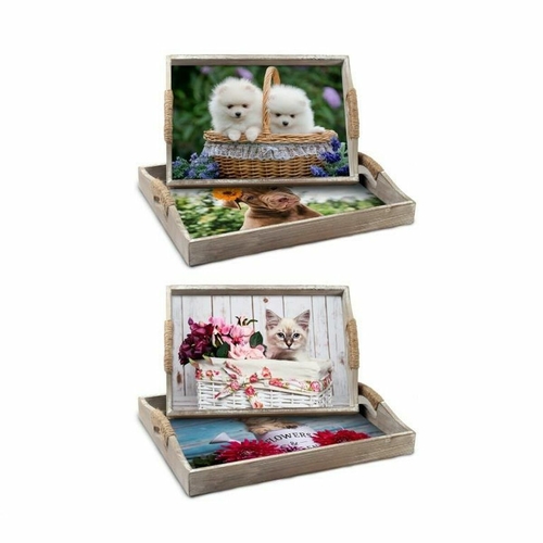 Set of trays DKD Home Decor Multicolour 40 x 30 x 6 cm MDF Wood (2