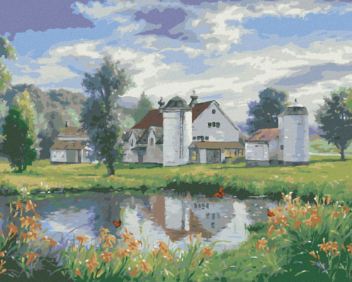 Paint by Numbers - FARM, LAKE AND BUTTERFLIES (ABRAHAM HUNTER)
