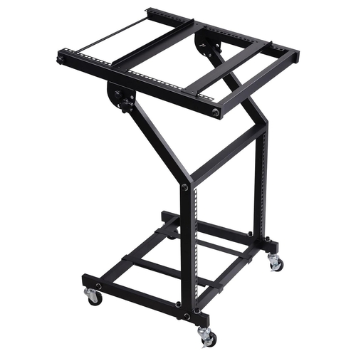 5Core DJ Mixer Stand 9U Adjustable Rack Mount Rolling Stage Cart Pro