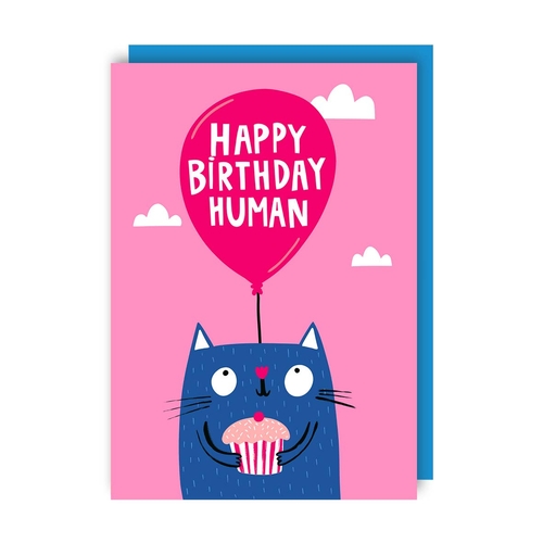 Happy Birthday Human Cat Card (Pack of 6)