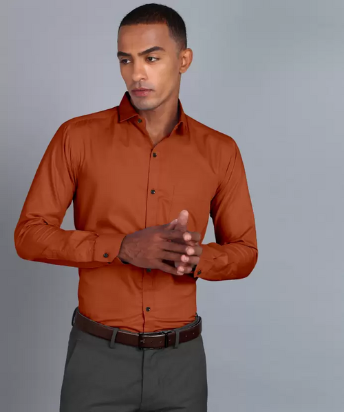 Men Regular Fit Washed Casual Shirt Brown