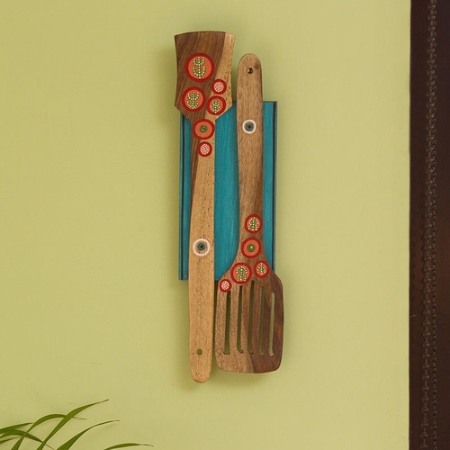 Desert Spatulas' Hand-Painted Wall Decor In Mango & Pine Wood