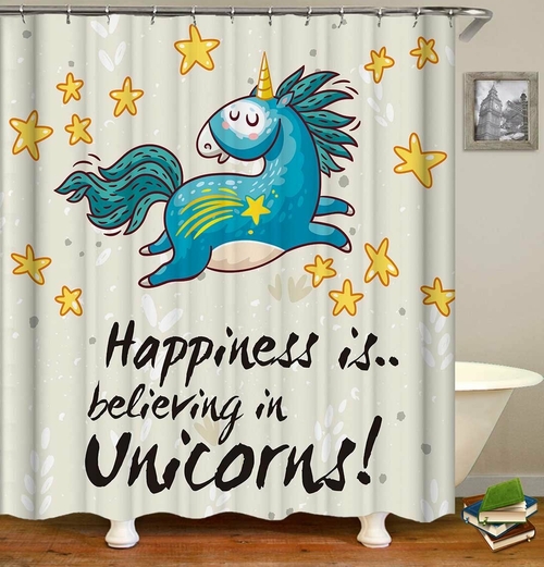 Main Unicorn And Stars Shower Curtain image