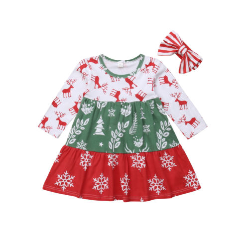 1 6T Little Girls Xmas Princess Dress Kids Baby