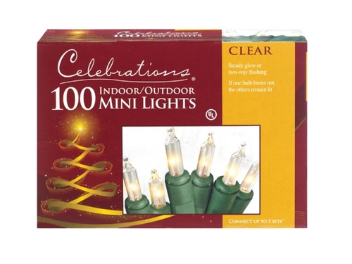 Celebrations 4000-71 Mini Light Set 100 Clear Lights - pack of 24