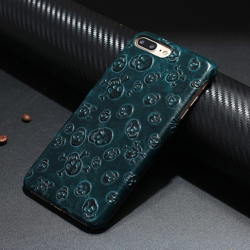 Genuine Leather Skull iPhone Case