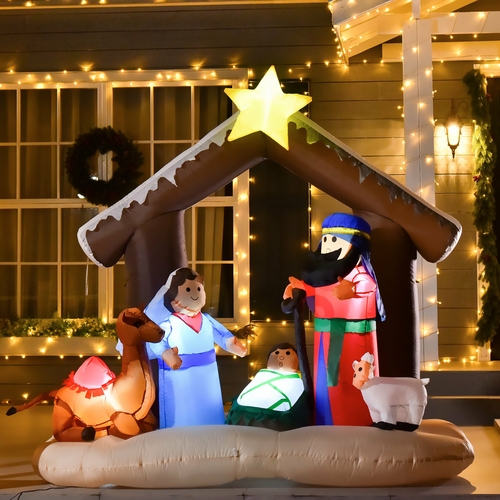 HOMCOM 6ft Christmas Inflatable Decoration with Bible Arch of Jesus'