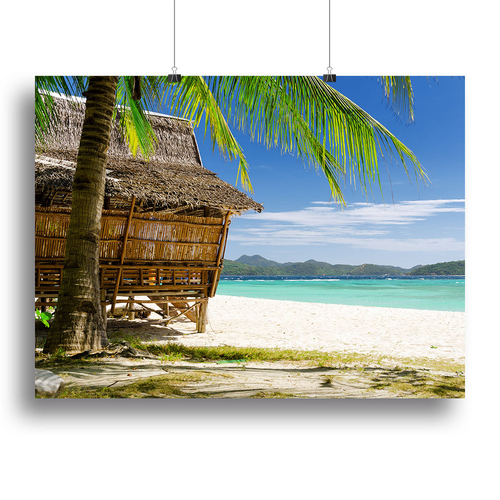 Bamboo hut on a tropical beach Canvas Print or Poster