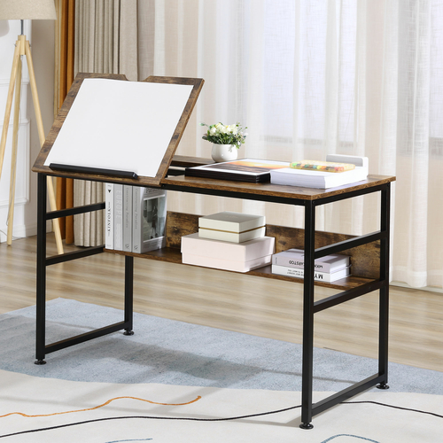 HOMCOM Adjustable Drafting Table Art Desk Drawing Table, Craft Desk