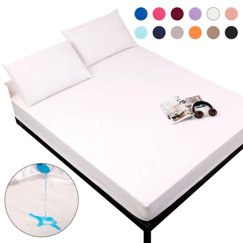 Solid Waterproof Bed Adjustable Mattress Covers With Elastic