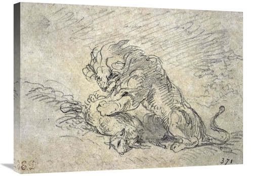 Global Gallery GCS-277373-30-142 30 in. Lion Consuming a Sheep Art Pri