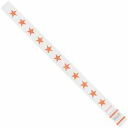 Tyvek WR104OR 0.75 x 10 in. Orange Stars Wristbands - Case of 500