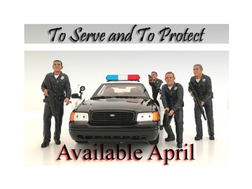 Police Officers 4 Piece Figure Set For 1:18 Scale Models by American