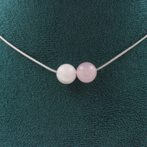 Rose Quartz 8 mm 2 beads necklace.