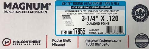 Magnum Fasteners 2850295 33-0.5 deg Ring Shank Angled Strip Nails,