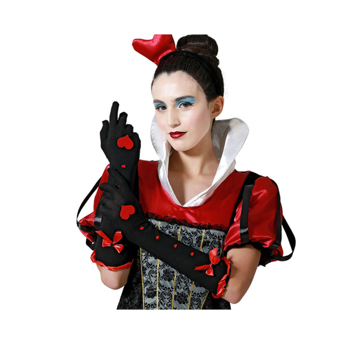 Glove Red Queen of Hearts Black Polyester