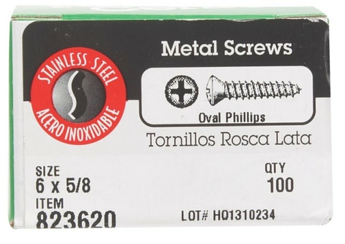 Hillman 823620 6 x 0.625 in. Phillips Oval Head Sheet Metal Screws  St