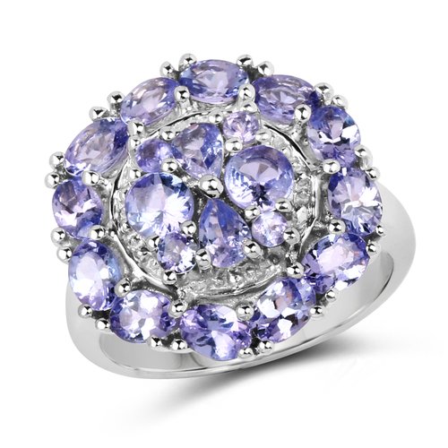 2.92 Carat Genuine Tanzanite .925 Sterling Silver Ring