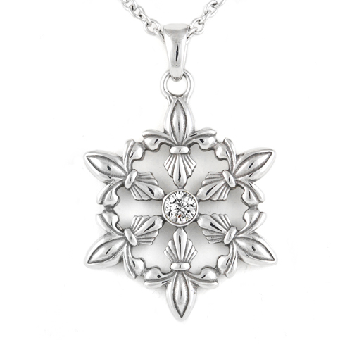 Snow Flake Fleur-de-Lis Glimmer Necklace