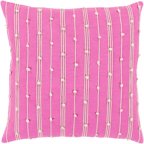 Surya ACT003-1818 Accretion Pillow Cover - Bright Pink & Cream - 18 x 