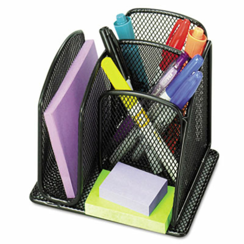 Safco 3250BL Onyx Mini Organizer with Three Compartments  Steel Mesh  