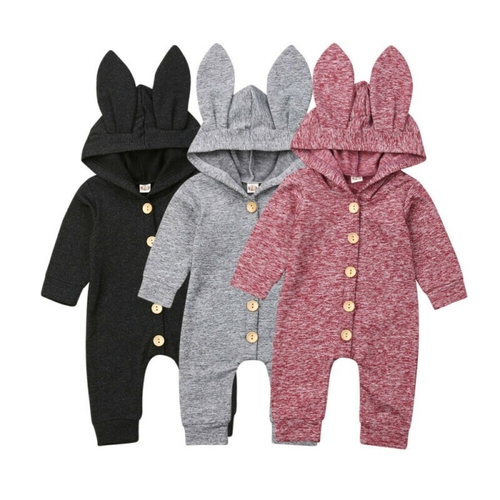 Newborn Baby Girl Boy 3D Ears Hooded Romper