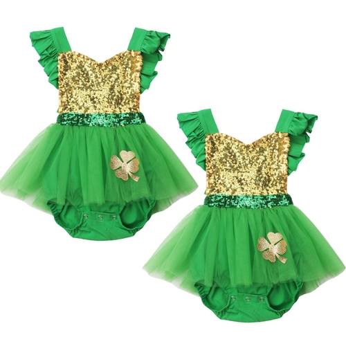 Baby Girls Sequins Tulle Ruffle Bodysuit  Newborn