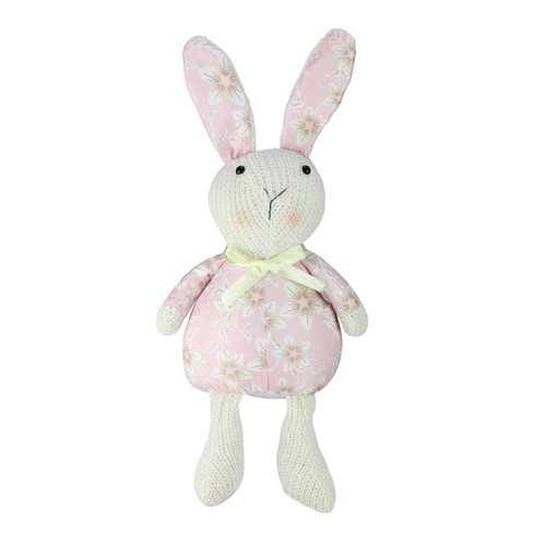 Northlight 32783879 17 in. Country Pink Floral Easter Rabbit Spring De