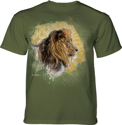 The Mountain 10652601930 Green Modern Safari Lion Adult Classic Tee - 