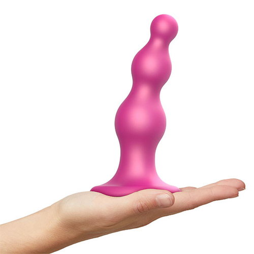 Dildo  Beads Metallic Strap-on-me M Pink Silicone