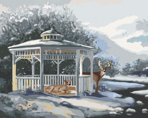 Zuty - Paint by Numbers - A DOE AND A DEER IN AN GAZEBO (D. RUSTY