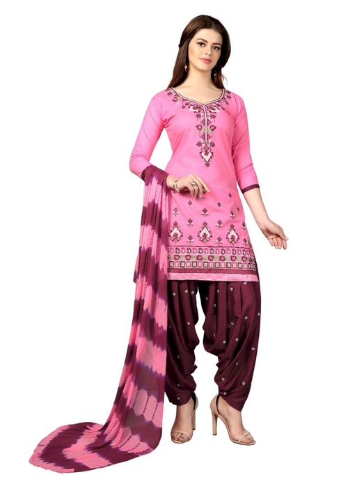 Generic Women's Satin Salwar Material (Light Pink,